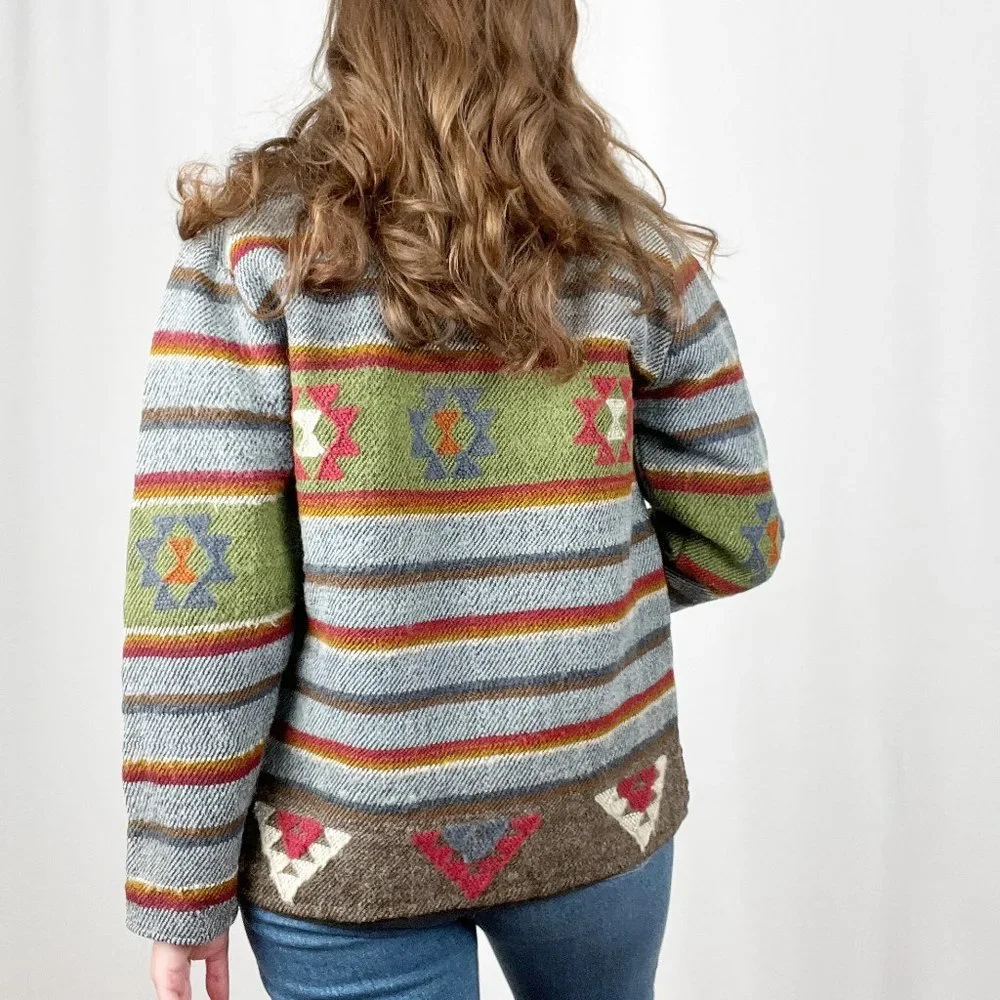 Vintage Western Bohemian Jacket Duffle Wood Toggle Coat Boho Aztec Boho Handmade - Picture 3 of 7